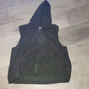 Li Sport Petite Large Olive Green Army Green Hooded Vest Jacket